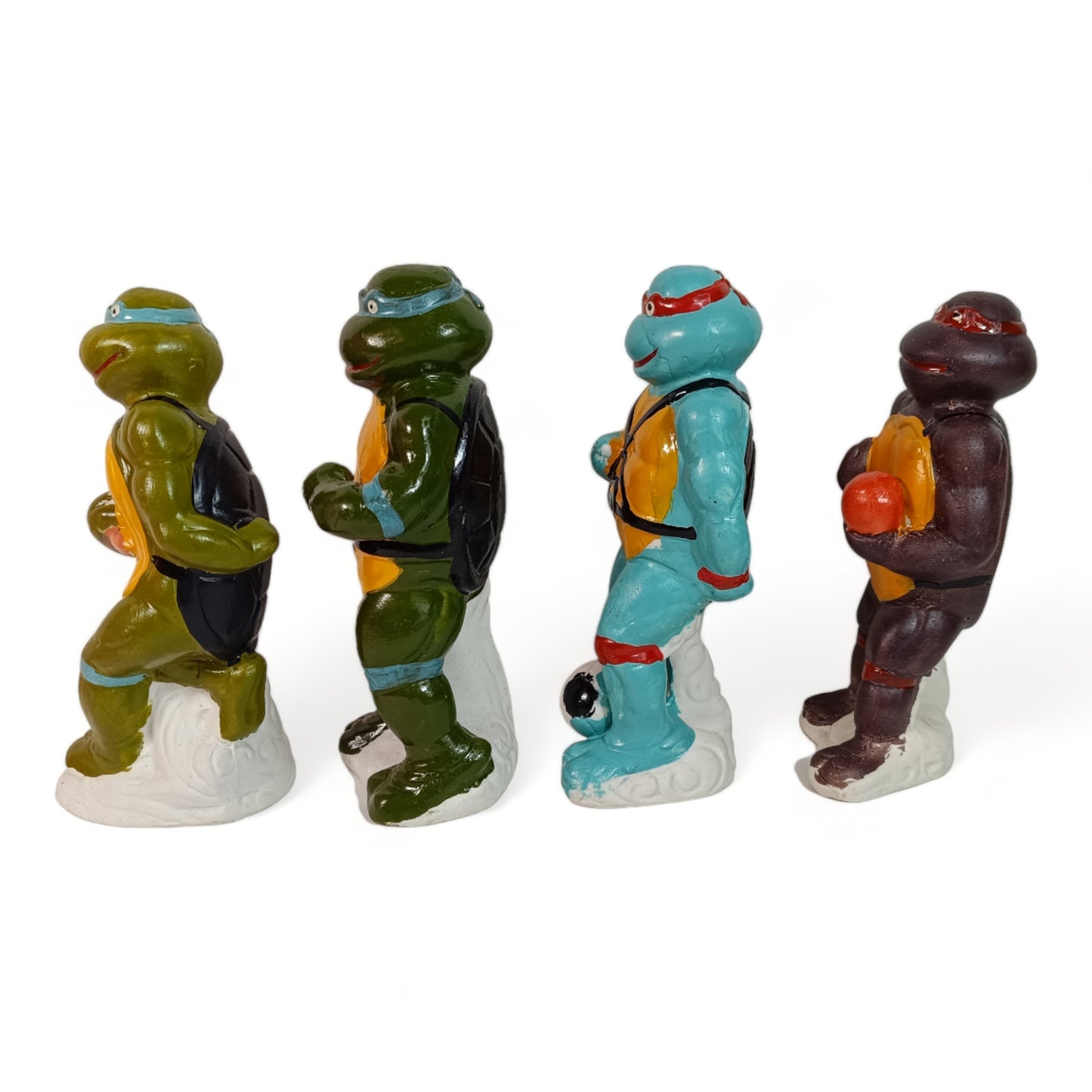 COMPLETE SET OF TMNT NINJA TURTLES CERAMIC BOOTLEG C. 90'S MADE IN SPAIN