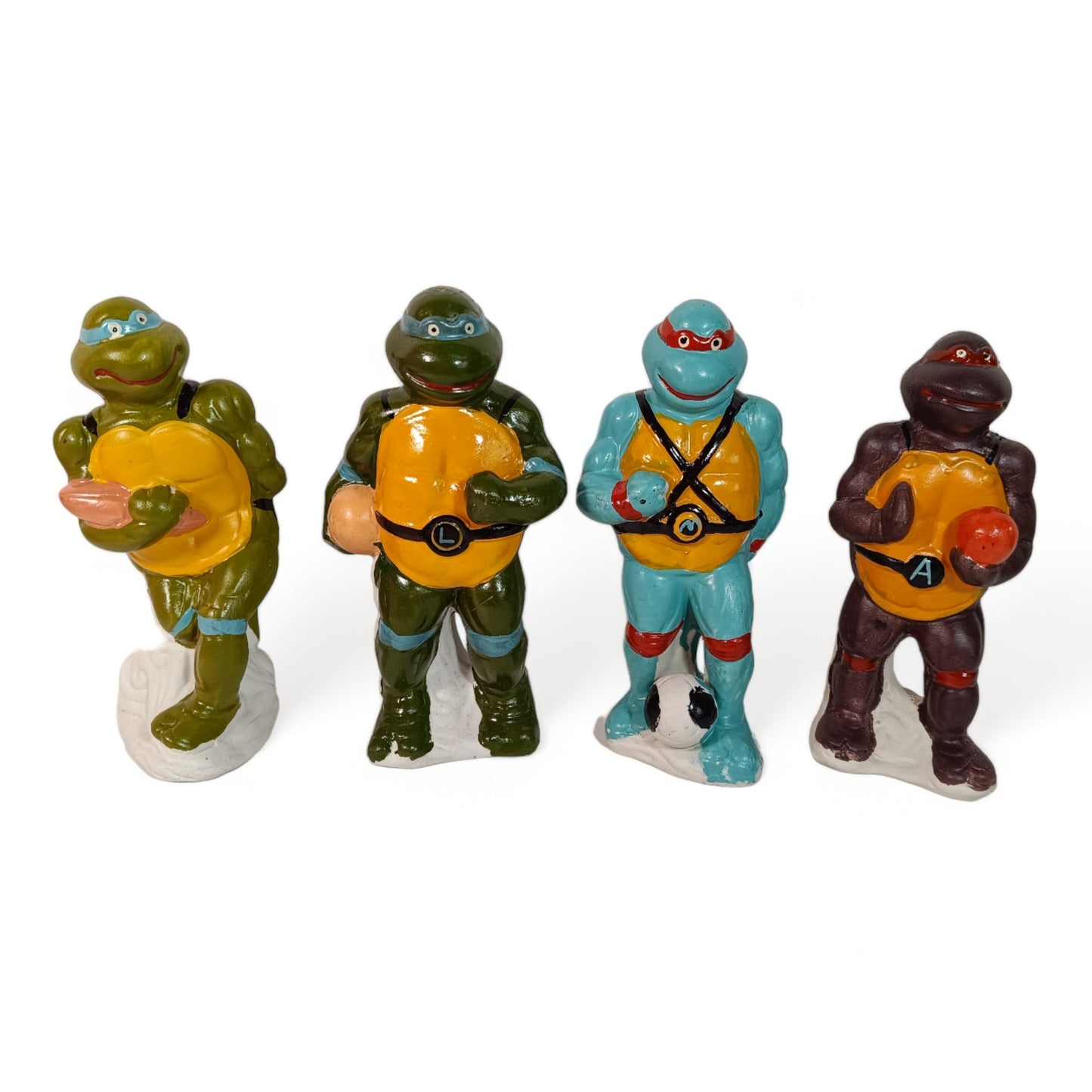 COMPLETE SET OF TMNT NINJA TURTLES CERAMIC BOOTLEG C. 90'S MADE IN SPAIN