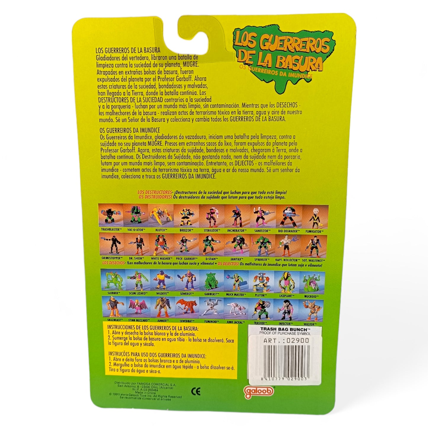 BLISTER LOS GUERREROS DE LA BASURA - TRASH BAG BUNCH - GALOOB FAMOSA 1991