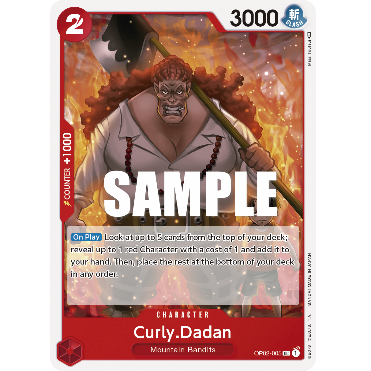 ONE PIECE CARD GAME OP02-005 UC CURLY DADAN "PARAMOUNT WAR INGLÉS"