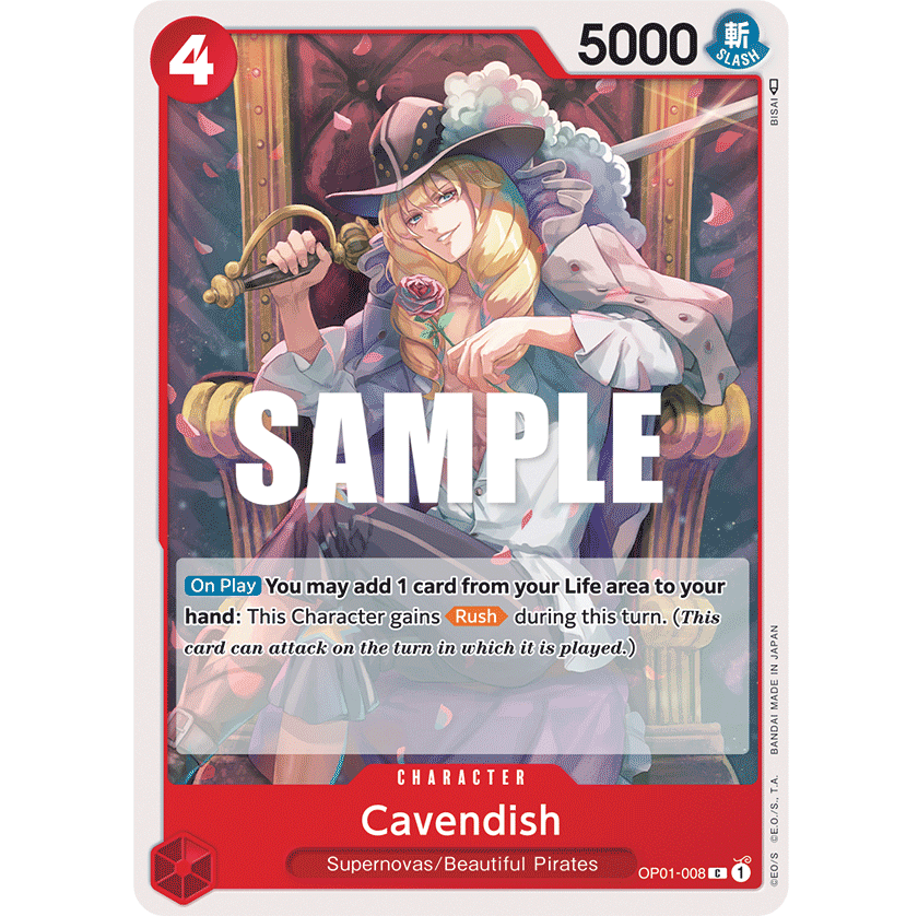 ONE PIECE CARD GAME OP01-008 C CAVENDISH "ROMANCE DAWN ENGLISH"