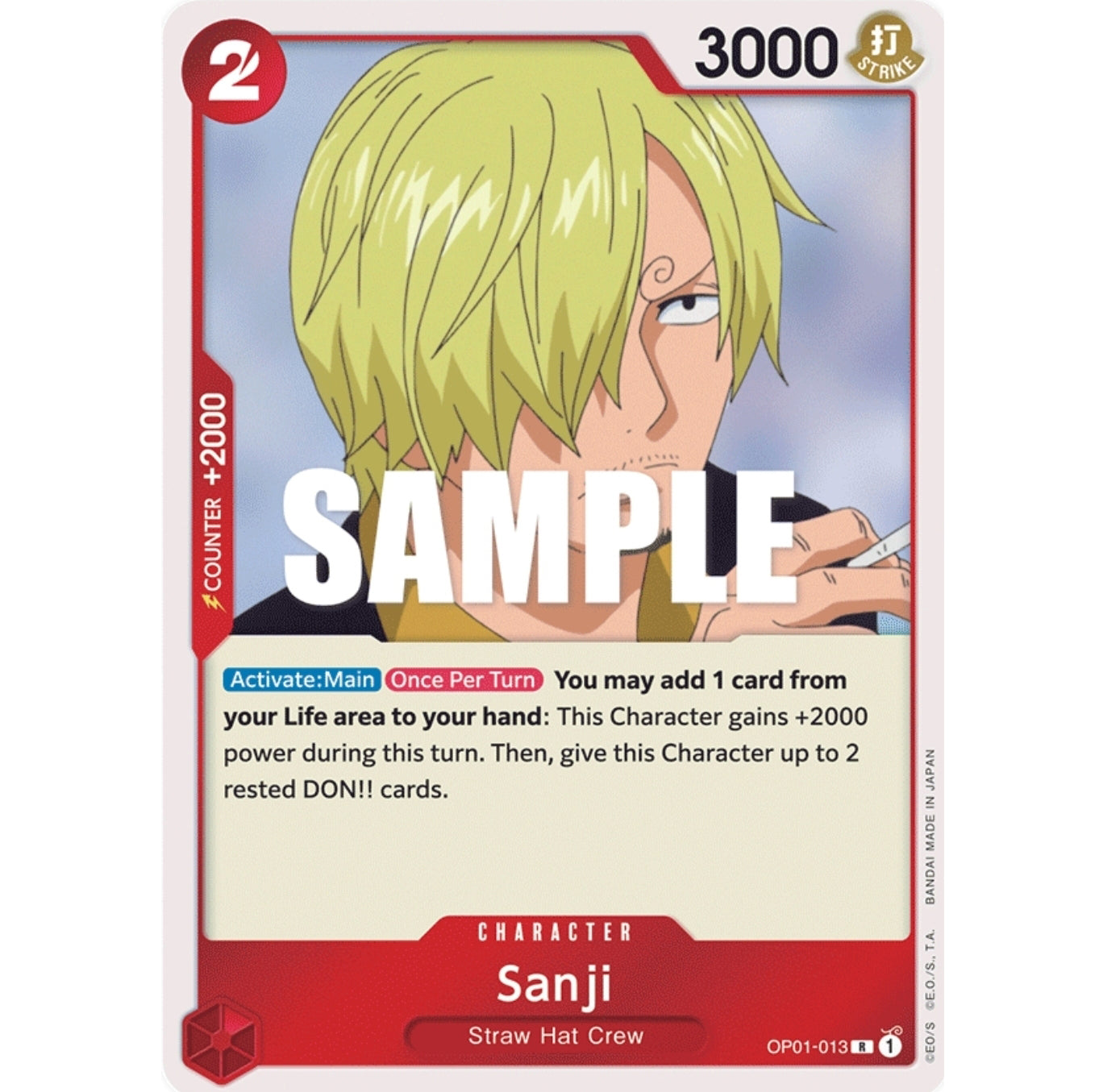 ONE PIECE CARD GAME OP01-013 R SANJI (V.1) "ROMANCE DAWN INGLÉS"