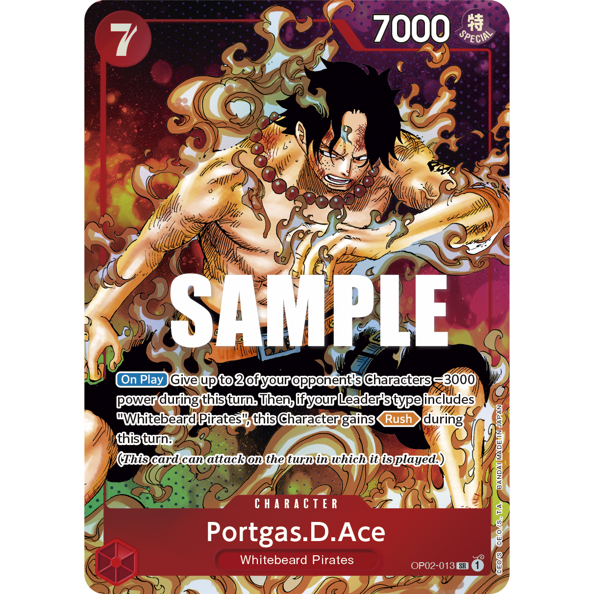 ONE PIECE CARD GAME OP02-013 SR PORTGAS D ACE (V.2) "PARAMOUNT WAR ENGLISH"