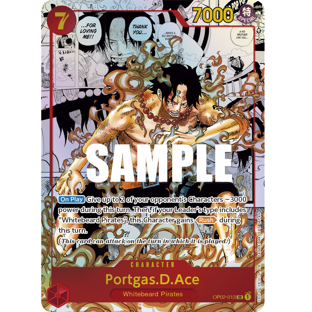 ONE PIECE CARD GAME OP02-013 SR PORTGAS D ACE (V.3) MANGA "PARAMOUNT WAR ENGLISH"
