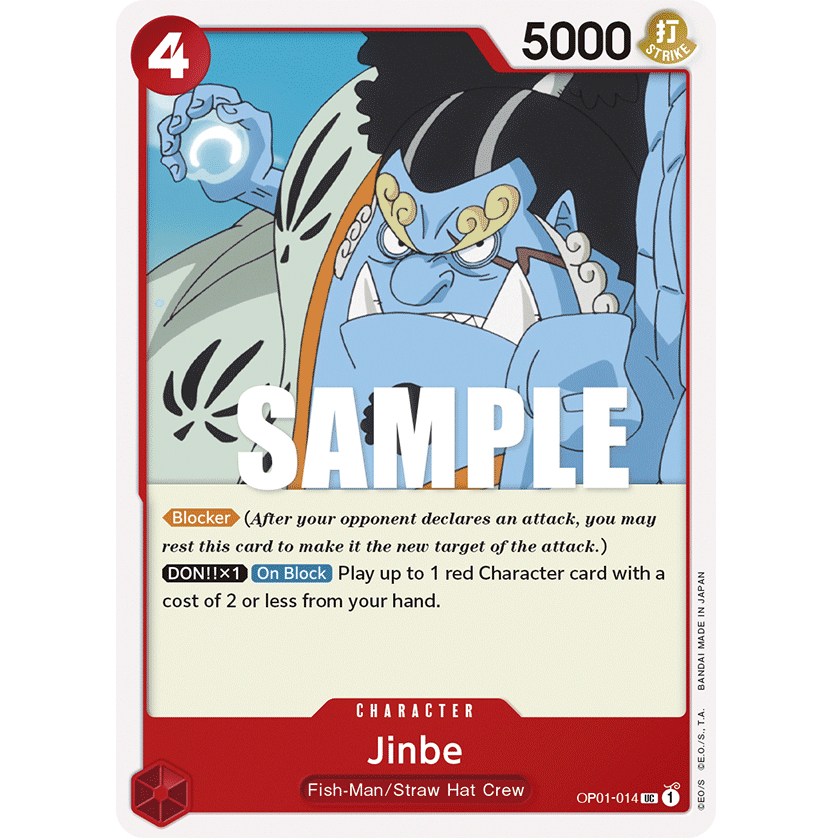 ONE PIECE CARD GAME OP01-014 UC JINBE "ROMANCE DAWN ENGLISH" SUNNY COLLECTIBLES S.L ONE PIECE CARD GAME OP01-014 UC JINBE "ROMANCE DAWN ENGLISH" SUNNY COLLECTIBLES S.L