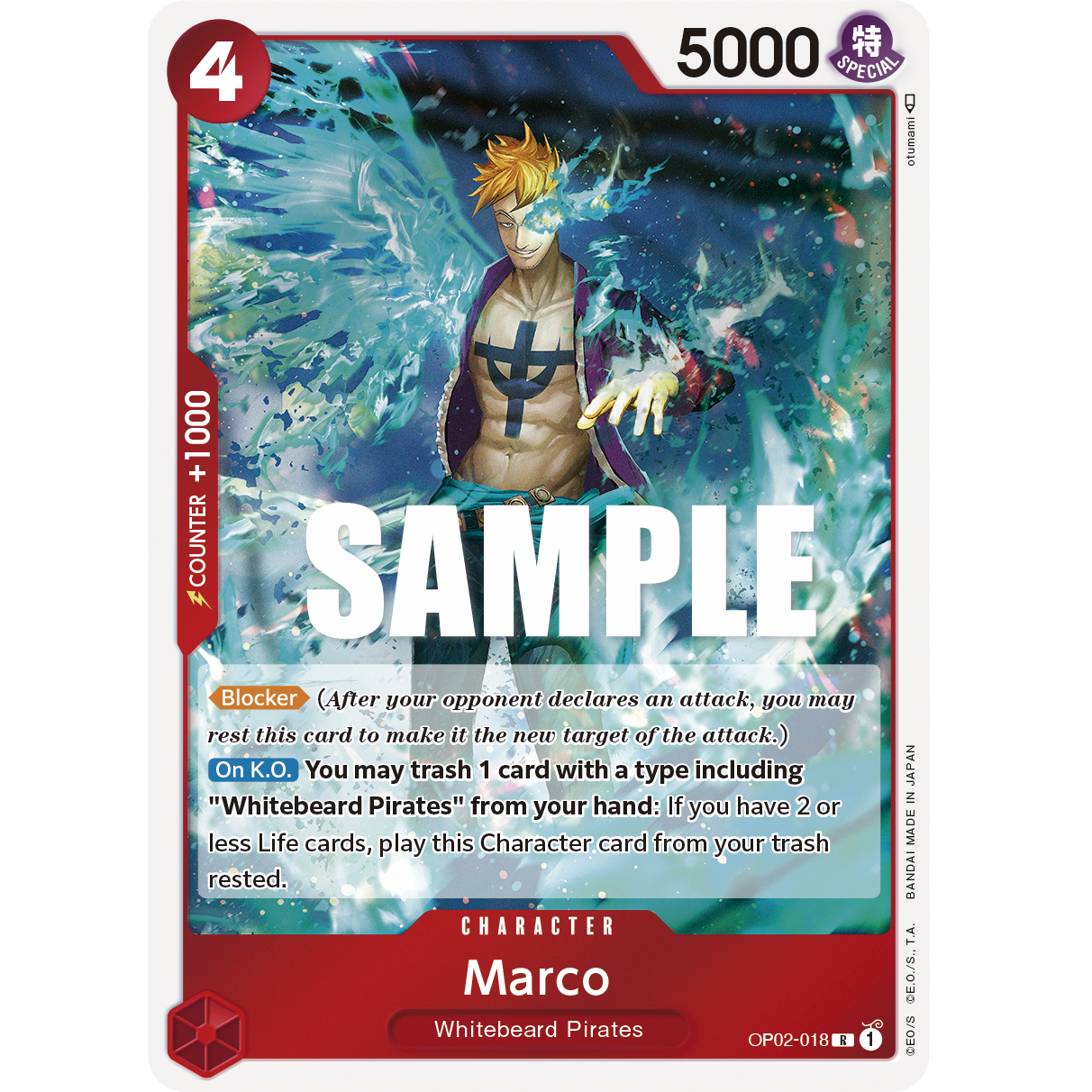 ONE PIECE CARD GAME OP02-018 R MARCO (V1) "PARAMOUNT WAR ENGLISH"