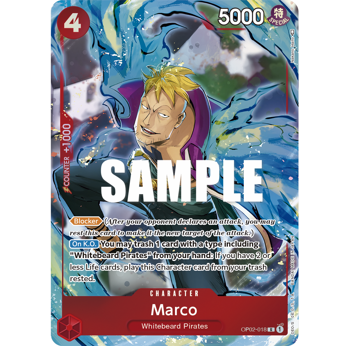 ONE PIECE CARD GAME OP02-018 R MARCO (V.2) "PARAMOUNT WAR INGLÉS"