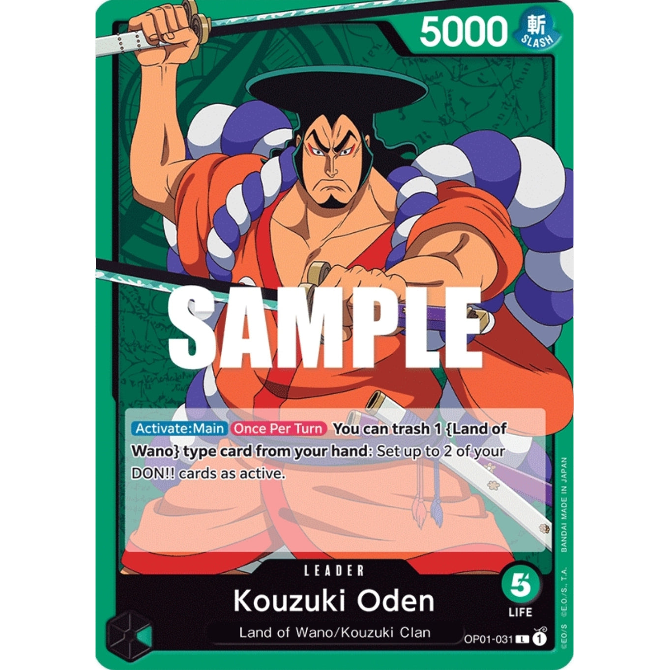 ONE PIECE CARD GAME OP01-031 L KOUZUKI ODEN "ROMANCE DAWN INGLÉS"