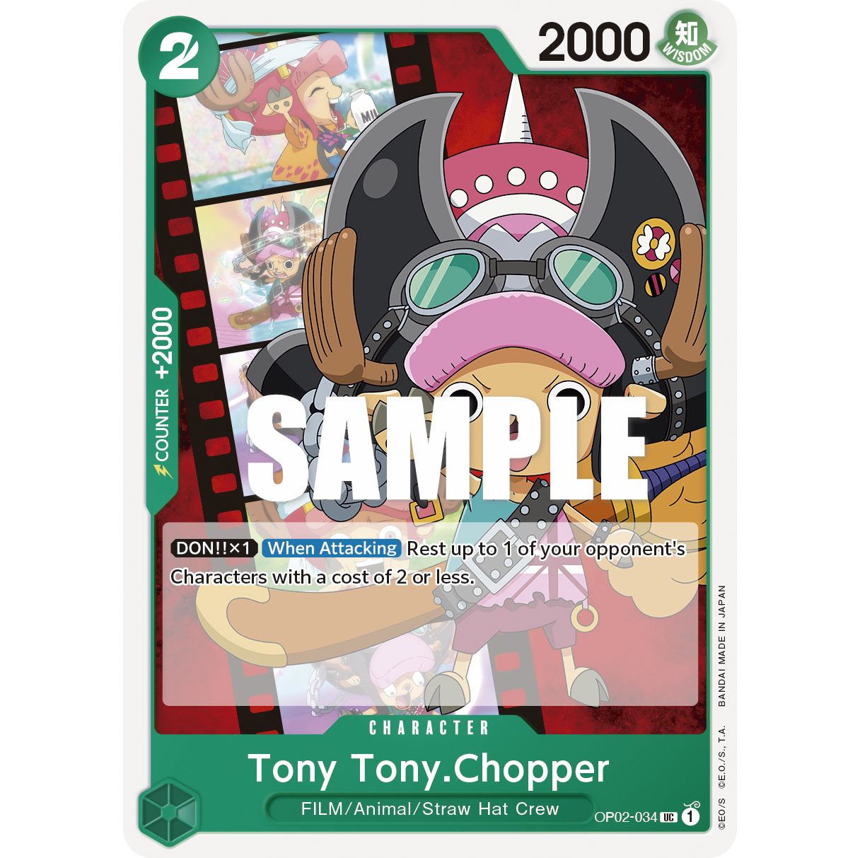 ONE PIECE CARD GAME OP02-034 UC TONY TONY CHOPPER "PARAMOUNT WAR INGLÉS"