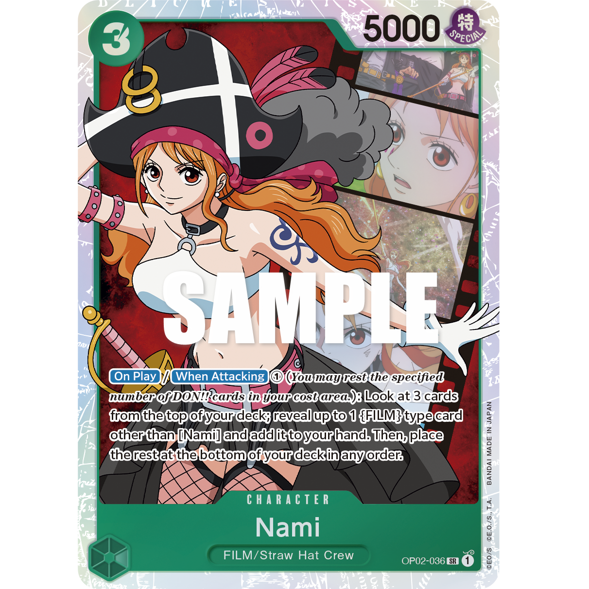 ONE PIECE CARD GAME OP02-036 SR NAMI (V.1) "PARAMOUNT WAR ENGLISH" SUNNY COLLECTIBLES S.L ONE PIECE CARD GAME OP02-036 SR NAMI (V.1) "PARAMOUNT WAR ENGLISH" SUNNY COLLECTIBLES S.L