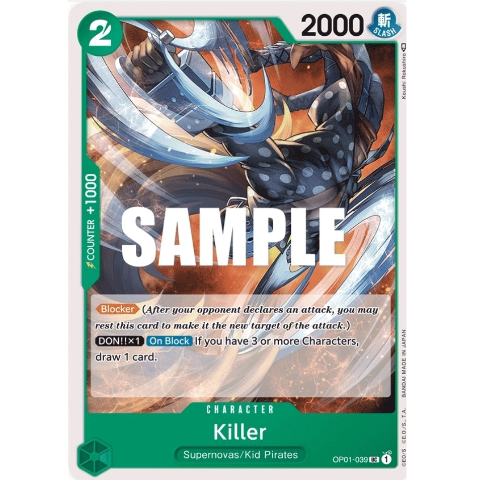 ONE PIECE CARD GAME OP01-039 UC KILLER "ROMANCE DAWN INGLÉS"