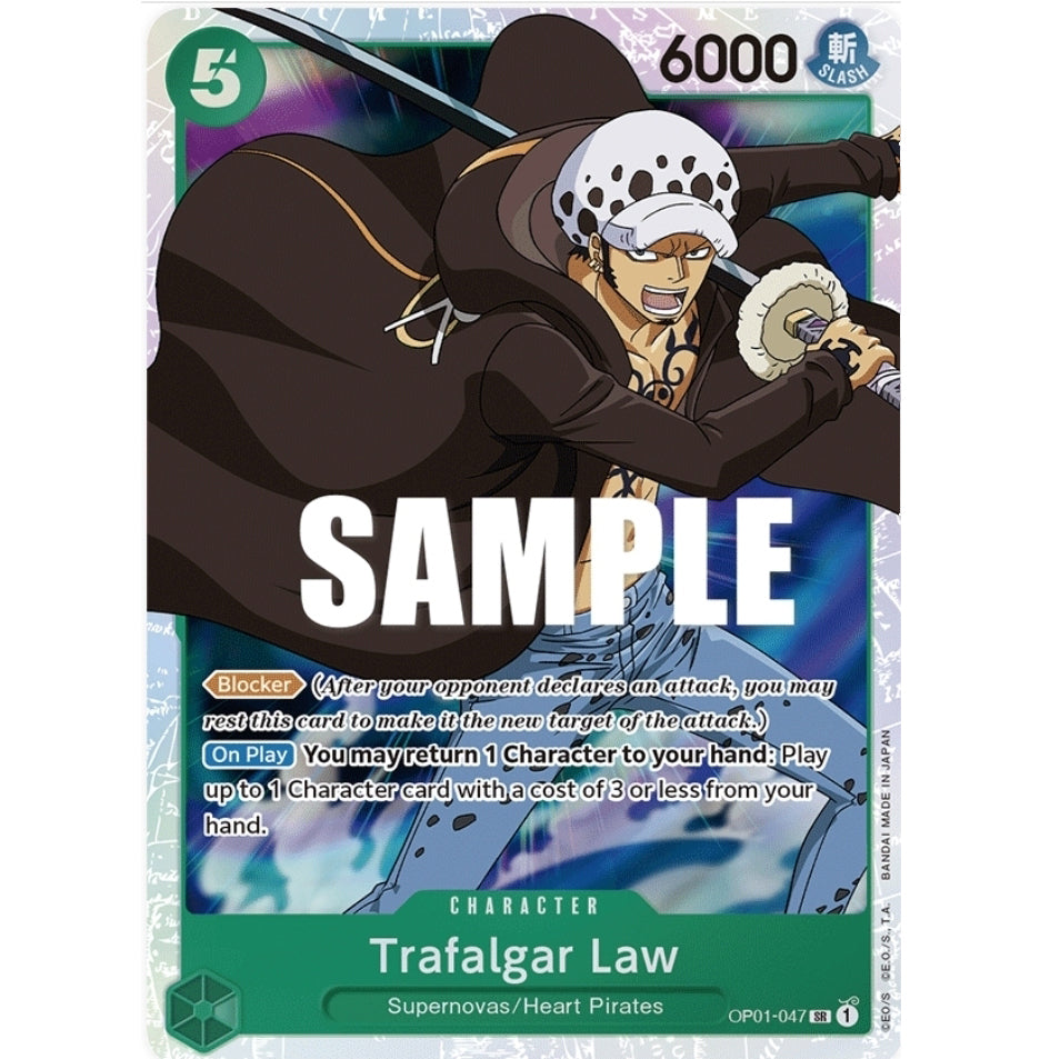 ONE PIECE CARD GAME OP01-047 SR TRAFALGAR LAW (V.1) "ROMANCE DAWN INGLÉS"