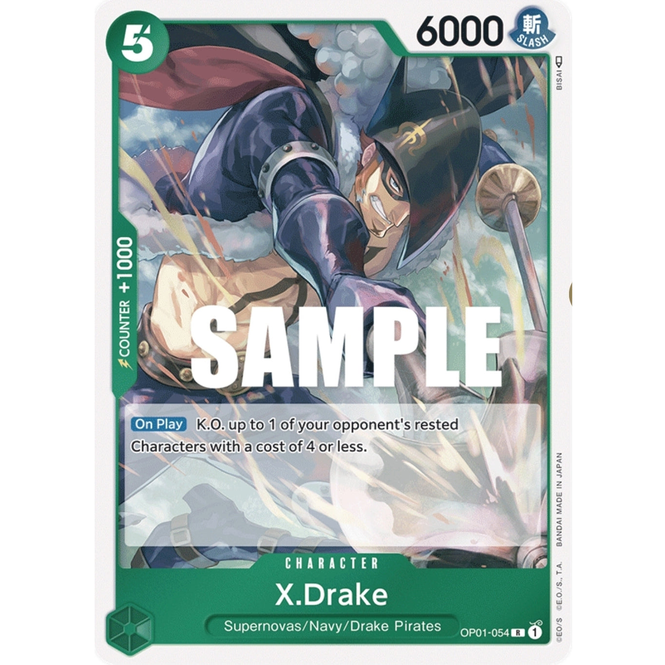 ONE PIECE CARD GAME OP01-054 R X DRAKE "ROMANCE DAWN INGLÉS"