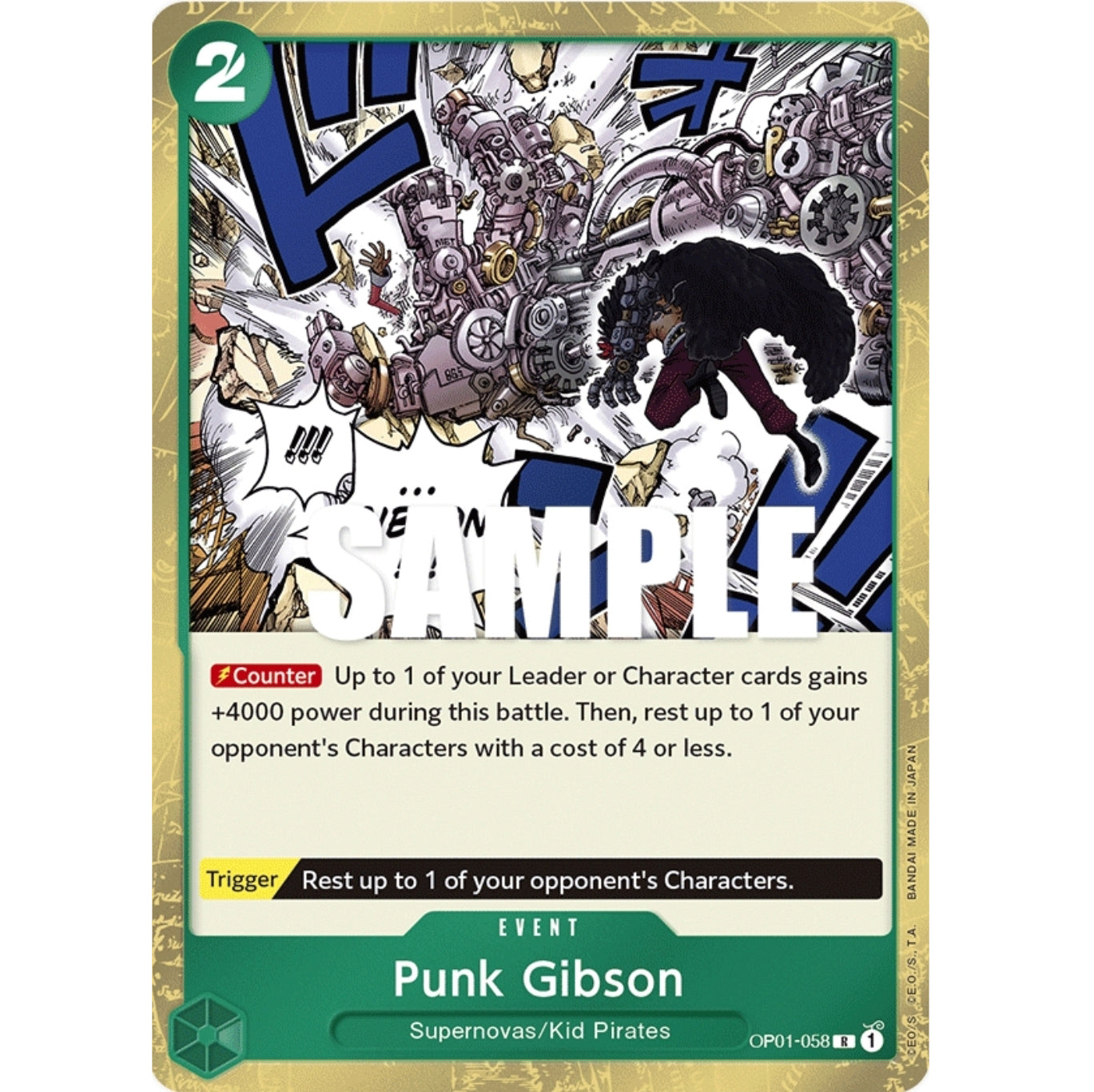 ONE PIECE CARD GAME OP01-058 R PUNK GIBSON "ROMANCE DAWN INGLÉS"