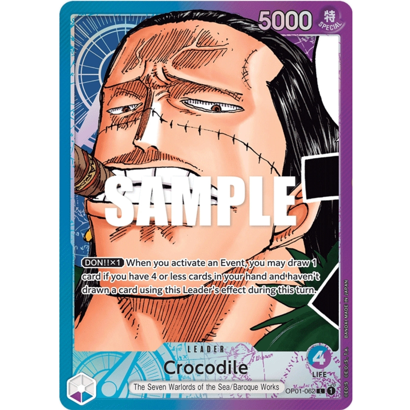 ONE PIECE CARD GAME OP01-062 L CROCODILE (V.2) "ROMANCE DAWN INGLÉS"