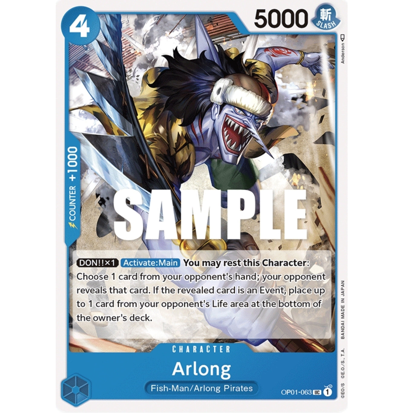 ONE PIECE CARD GAME OP01-063 UC ARLONG "ROMANCE DAWN INGLÉS"