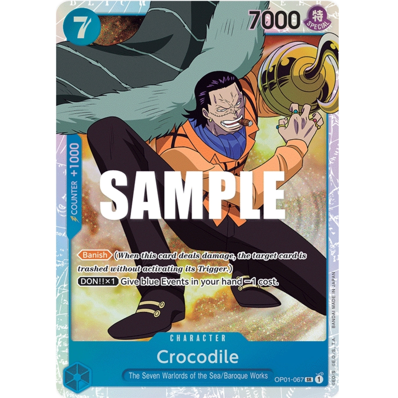 ONE PIECE CARD GAME OP01-067 SR CROCODILE (V.1) "ROMANCE DAWN ENGLISH"