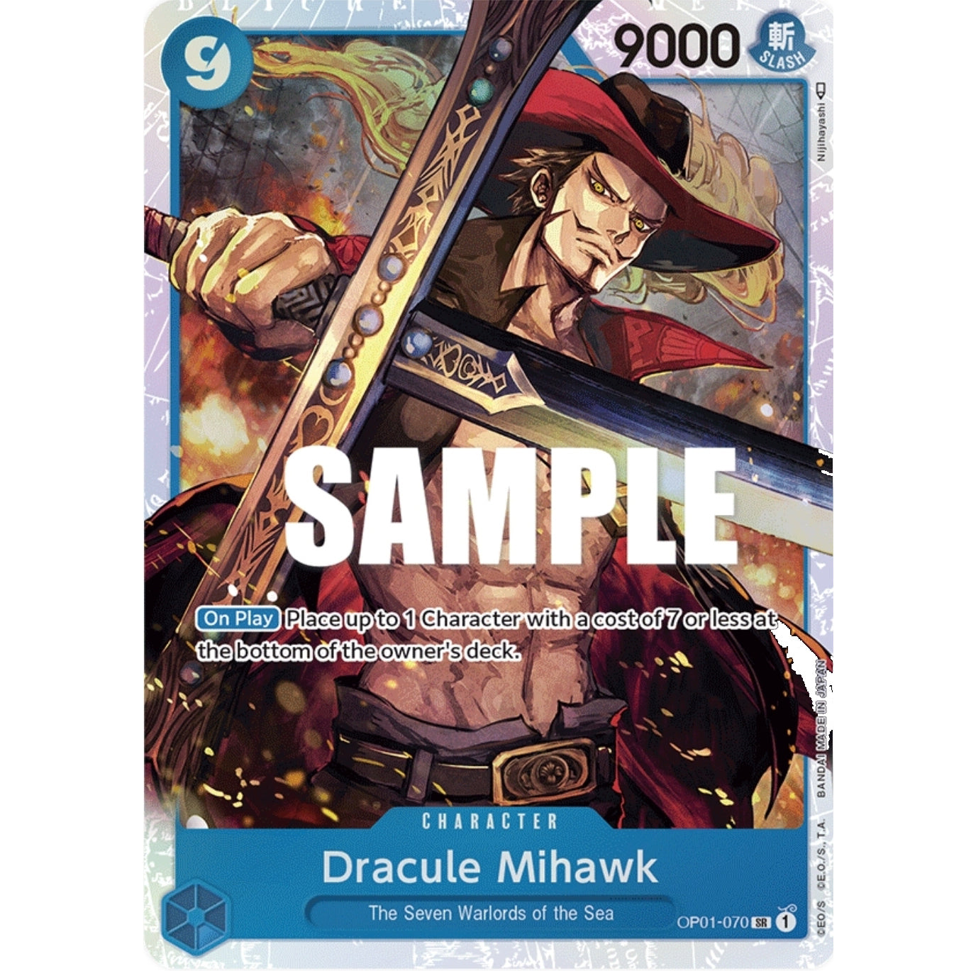 ONE PIECE CARD GAME OP01-070 SR DRACULE MIHAWK (V.1) "ROMANCE DAWN ENGLISH"