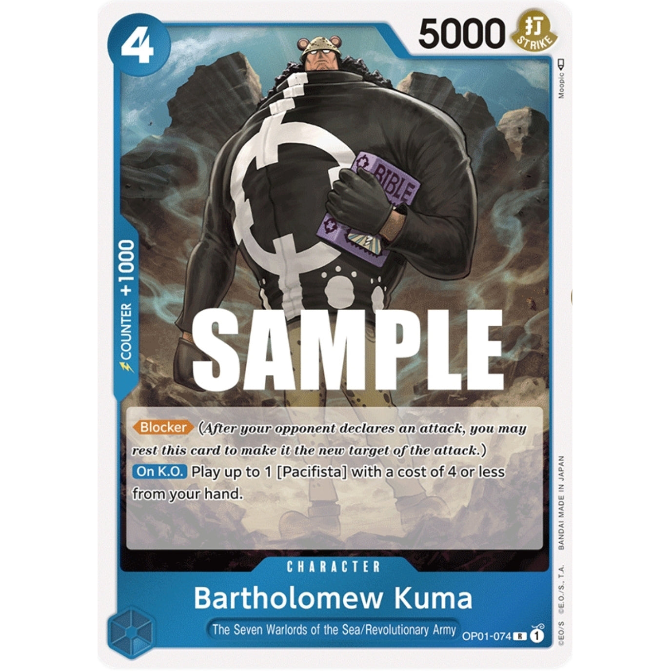 ONE PIECE CARD GAME OP01-074 R BARTHOLOMEW KUMA "ROMANCE DAWN ENGLISH"