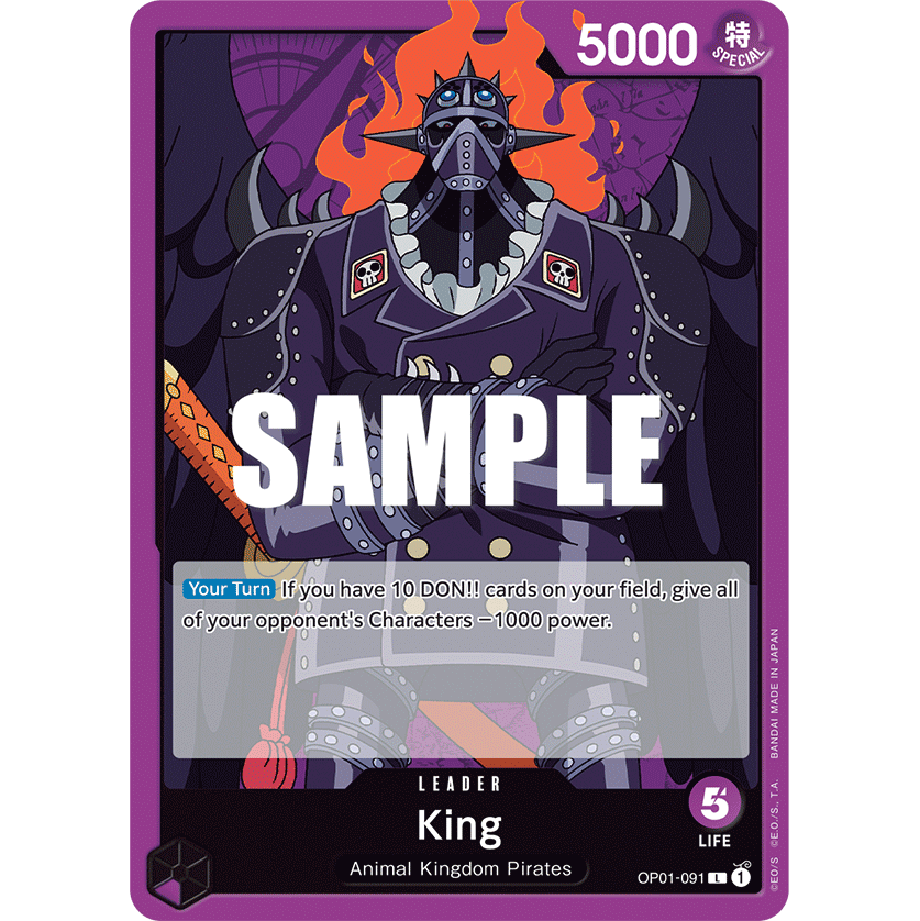 ONE PIECE CARD GAME OP01-091 L KING (V.1) "ROMANCE DAWN ENGLISH"