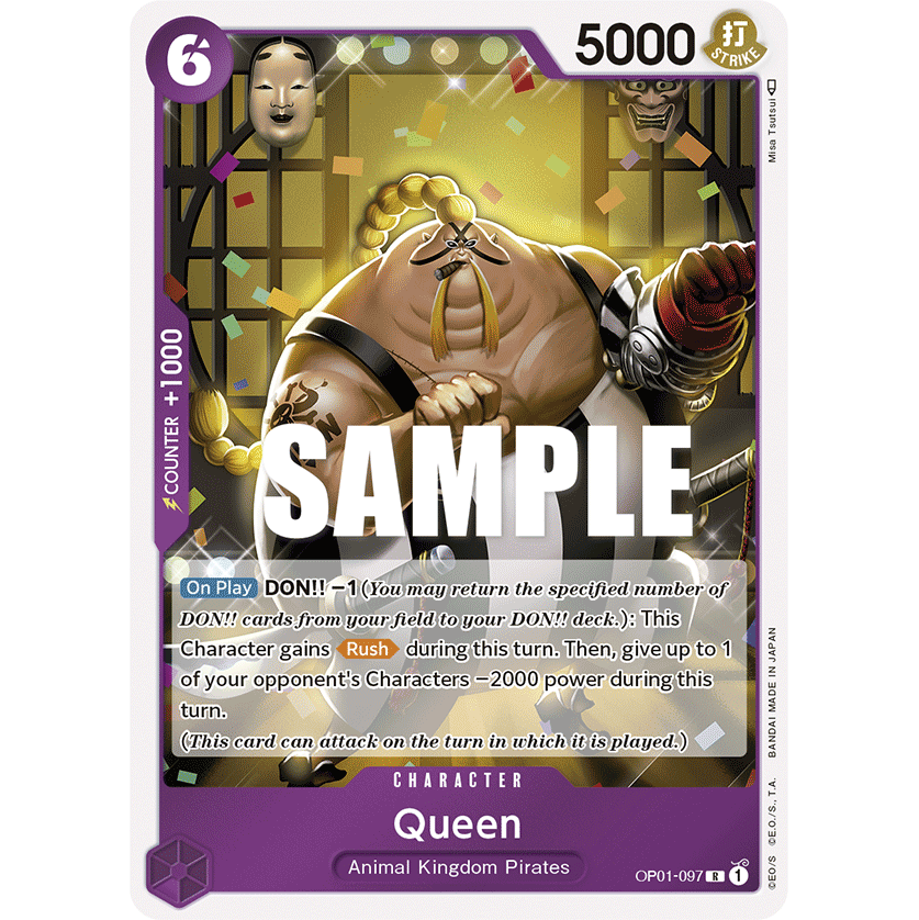 ONE PIECE CARD GAME OP01-097 R QUEEN (V.1) "ROMANCE DAWN INGLÉS"