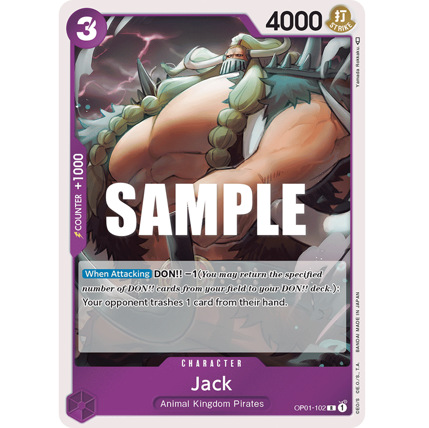 ONE PIECE CARD GAME OP01-102 R JACK (V.1) "ROMANCE DAWN ENGLISH" SUNNY COLLECTIBLES S.L ONE PIECE CARD GAME OP01-102 R JACK (V.1) "ROMANCE DAWN ENGLISH" SUNNY COLLECTIBLES S.L