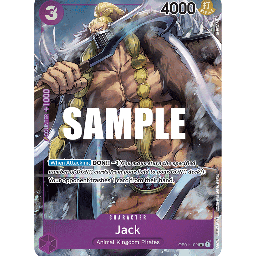 ONE PIECE CARD GAME OP01-102 R JACK (V.2) "ROMANCE DAWN ENGLISH"