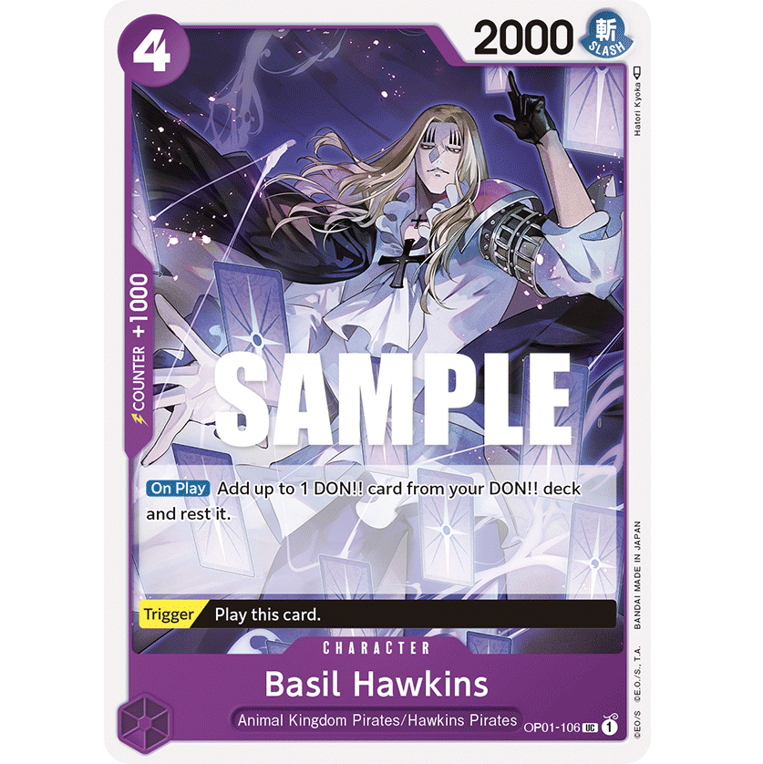 ONE PIECE CARD GAME OP01-106 UC BASIL HAWKINS "ROMANCE DAWN ENGLISH"