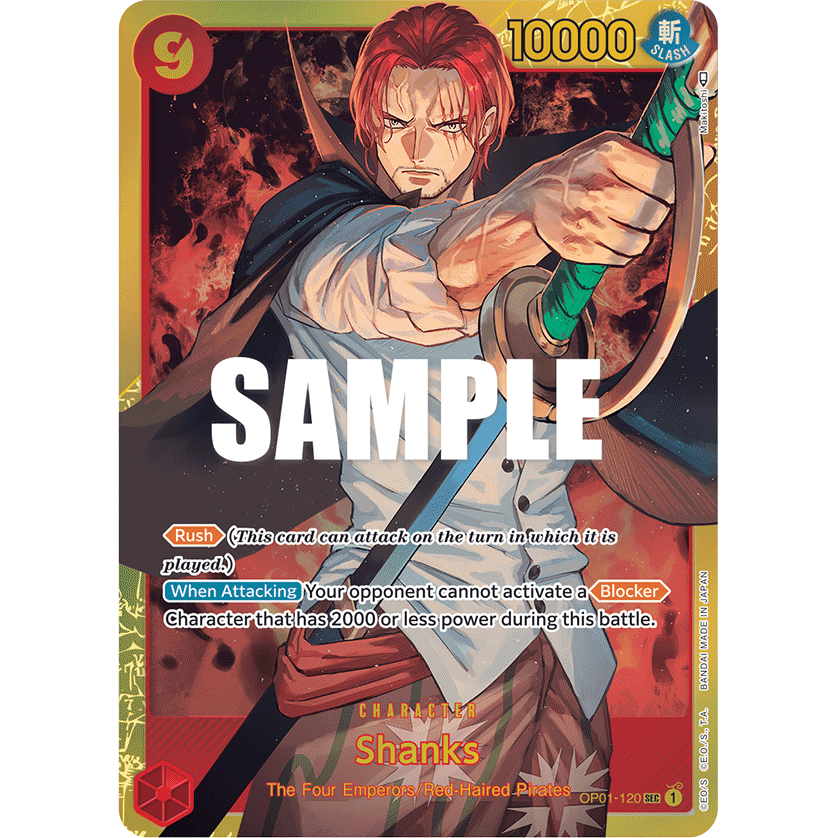 ONE PIECE CARD GAME OP01-120 SEC SHANKS (V.1) "ROMANCE DAWN ENGLISH"