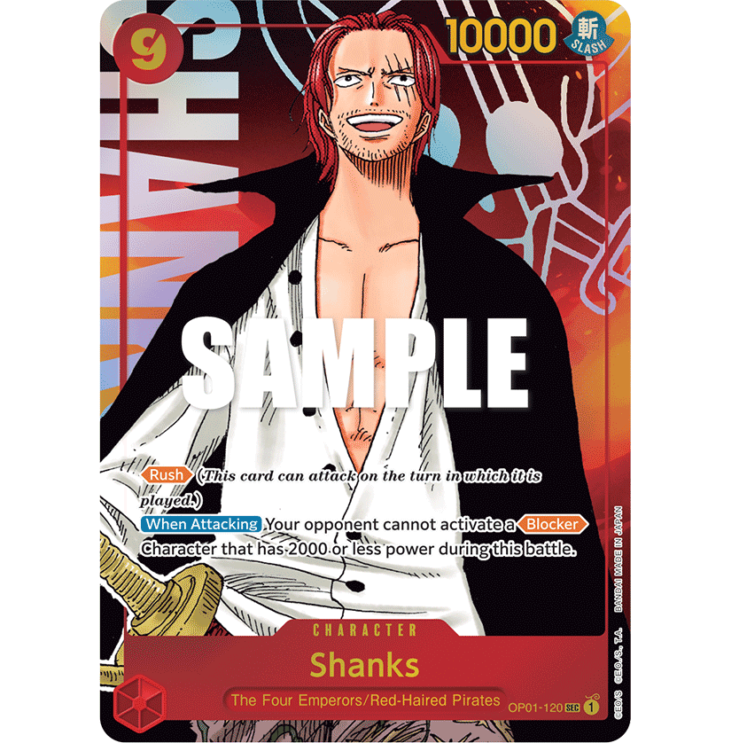 ONE PIECE CARD GAME OP01-120 SEC SHANKS (V.2) "ROMANCE DAWN INGLÉS"