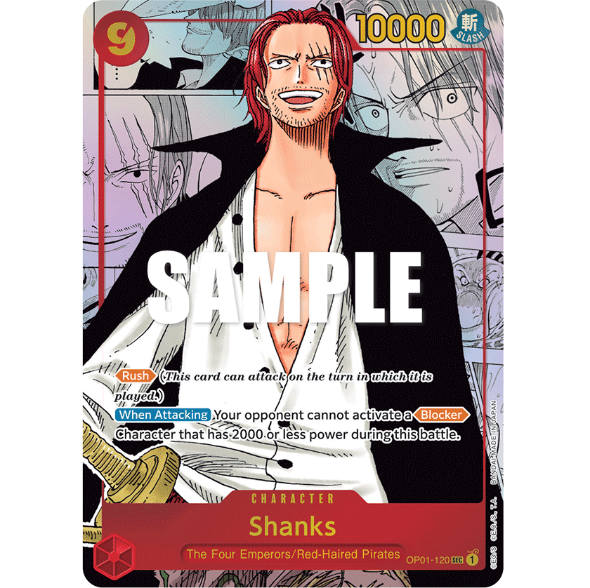 ONE PIECE CARD GAME OP01-120 SEC SHANKS (V.3) MANGA "ROMANCE DAWN INGLÉS"