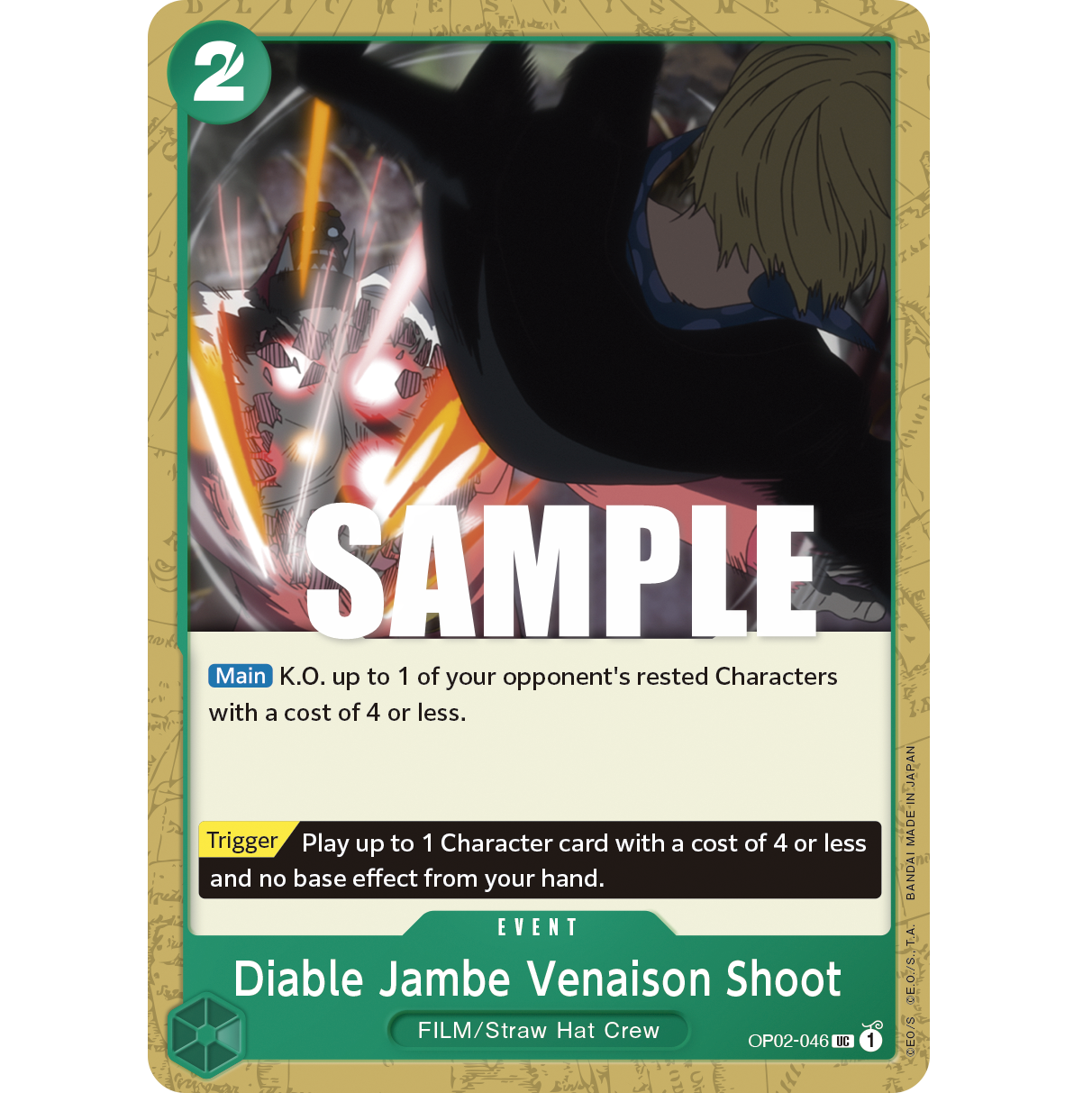 ONE PIECE CARD GAME OP02-046 UC DIABLE JAMBE VENAISON SHOOT "PARAMOUNT WAR ENGLÉS"