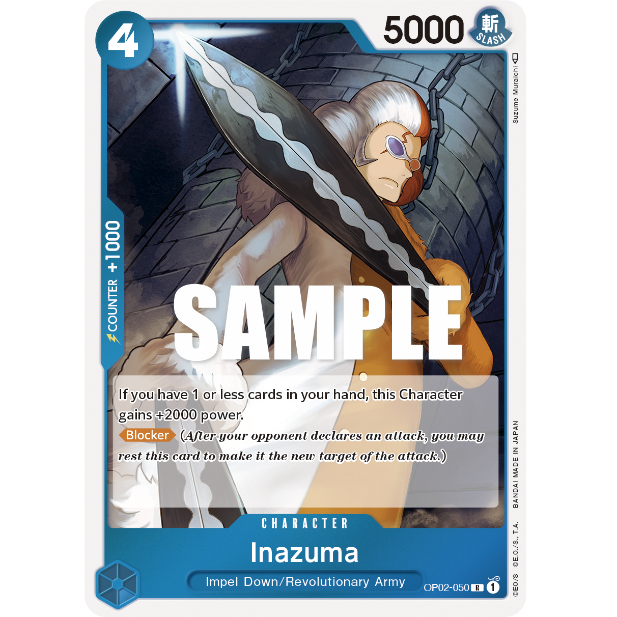 ONE PIECE CARD GAME OP02-050 R INAZUMA "PARAMOUNT WAR ENGLISH"
