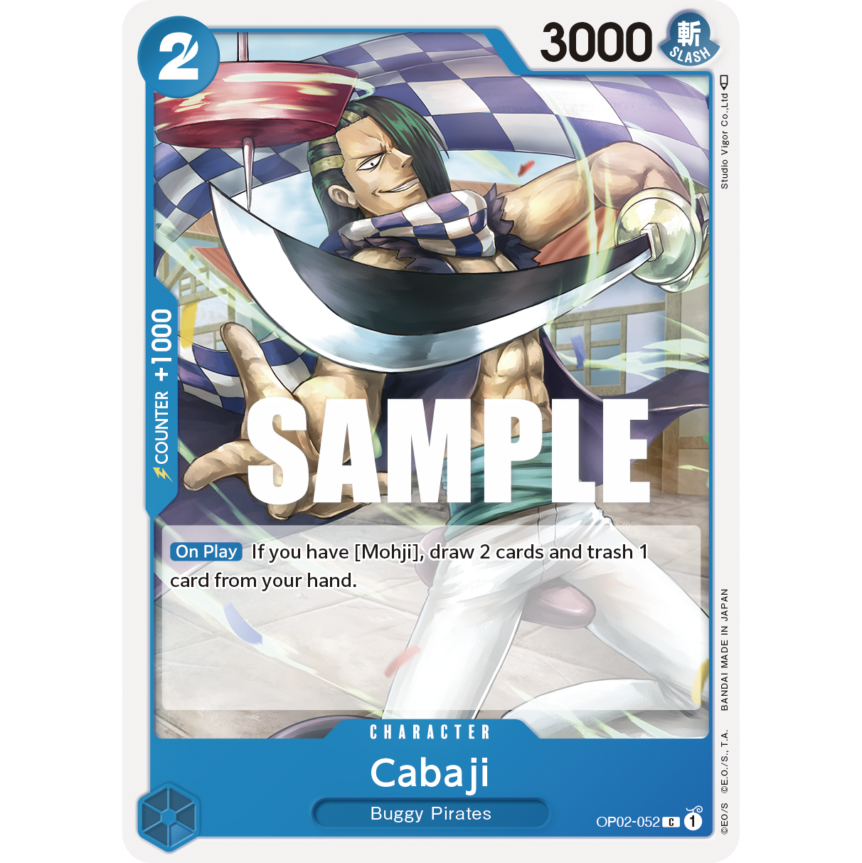 ONE PIECE CARD GAME OP02-052 C CABAJI "PARAMOUNT WAR ENGLISH"