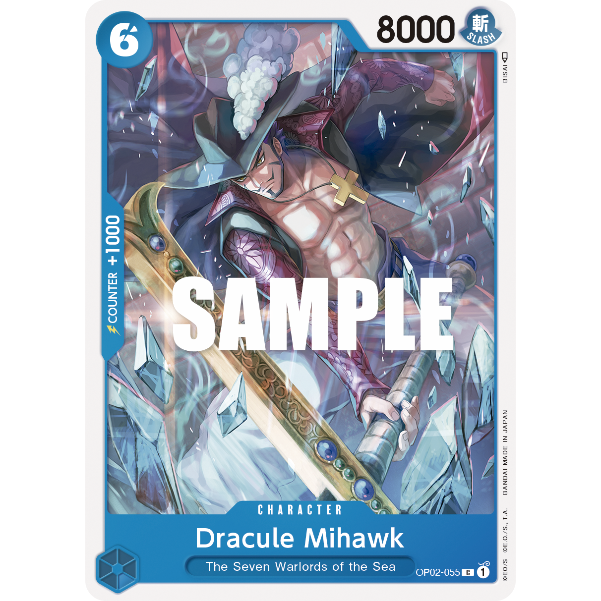 ONE PIECE CARD GAME OP02-055 C DRACULE MIHAWK "PARAMOUNT WAR INGLÉS"