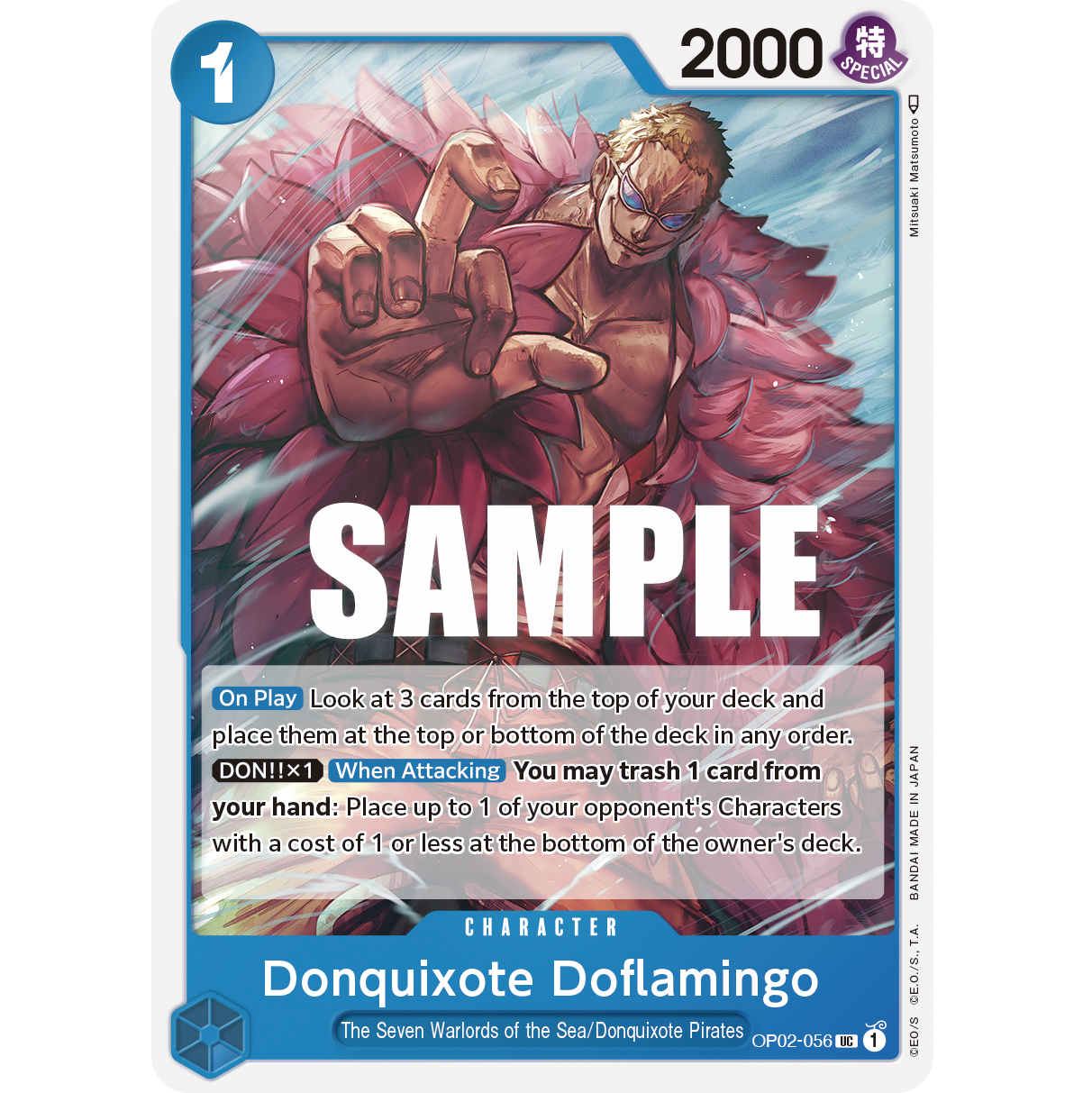ONE PIECE CARD GAME OP02-056 UC DONQUIXOTE DOFLAMINGO "PARAMOUNT WAR INGLÉS"