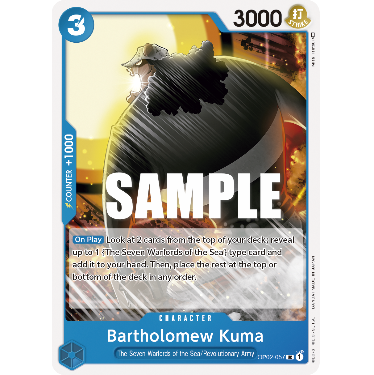 ONE PIECE CARD GAME OP02-057 UC BARTHOLOMEW KUMA "PARAMOUNT WAR ENGLISH"