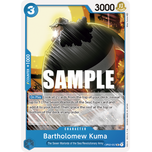 ONE PIECE CARD GAME OP02-057 UC BARTHOLOMEW KUMA "PARAMOUNT WAR ENGLISH"