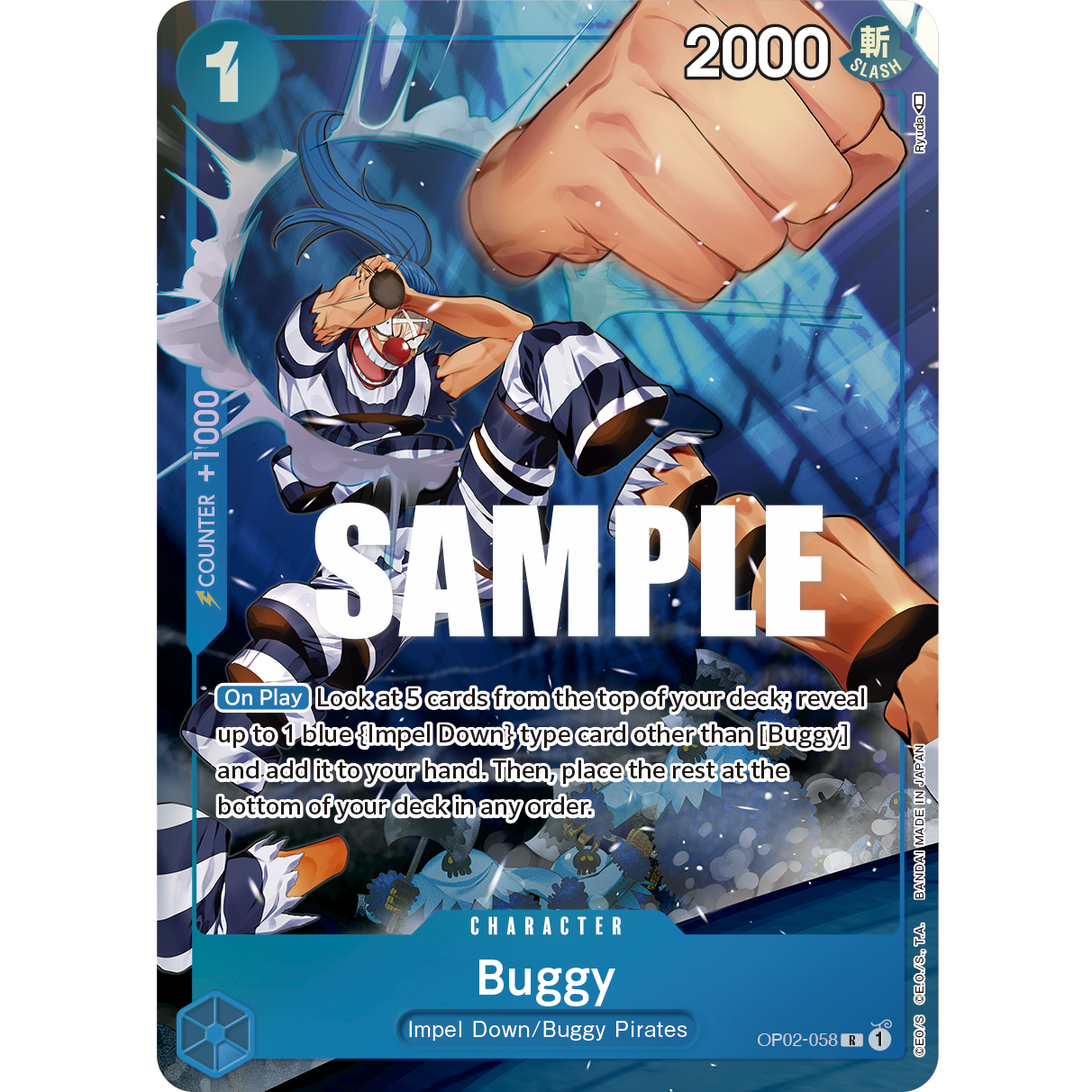 ONE PIECE CARD GAME OP02-058 R BUGGY (V.2) "PARAMOUNT WAR INGLÉS"