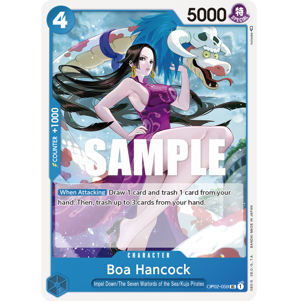 ONE PIECE CARD GAME OP02-059 UC BOA HANCOCK (V.1) "PARAMOUNT WAR ENGLISH"