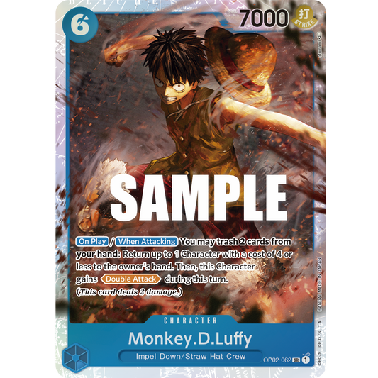 ONE PIECE CARD GAME OP02-060 SR MONKEY.D.LUFFY (V.1) "PARAMOUNT WAR ENGLISH"