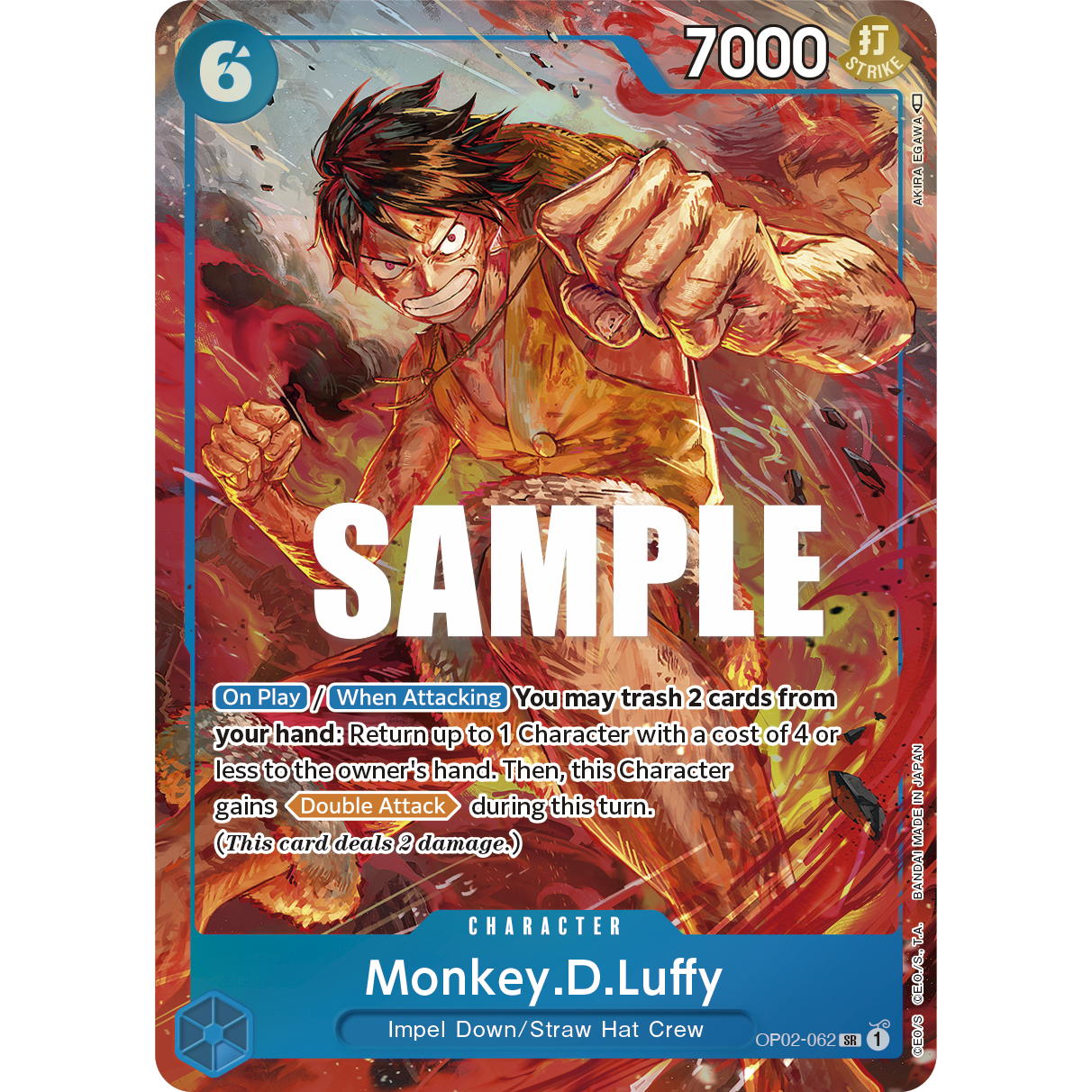 ONE PIECE CARD GAME OP02-060 SR MONKEY.D.LUFFY (V.2) "PARAMOUNT WAR INGLÉS"