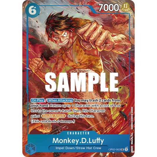 ONE PIECE CARD GAME OP02-060 SR MONKEY.D.LUFFY (V.2) "PARAMOUNT WAR ENGLISH"