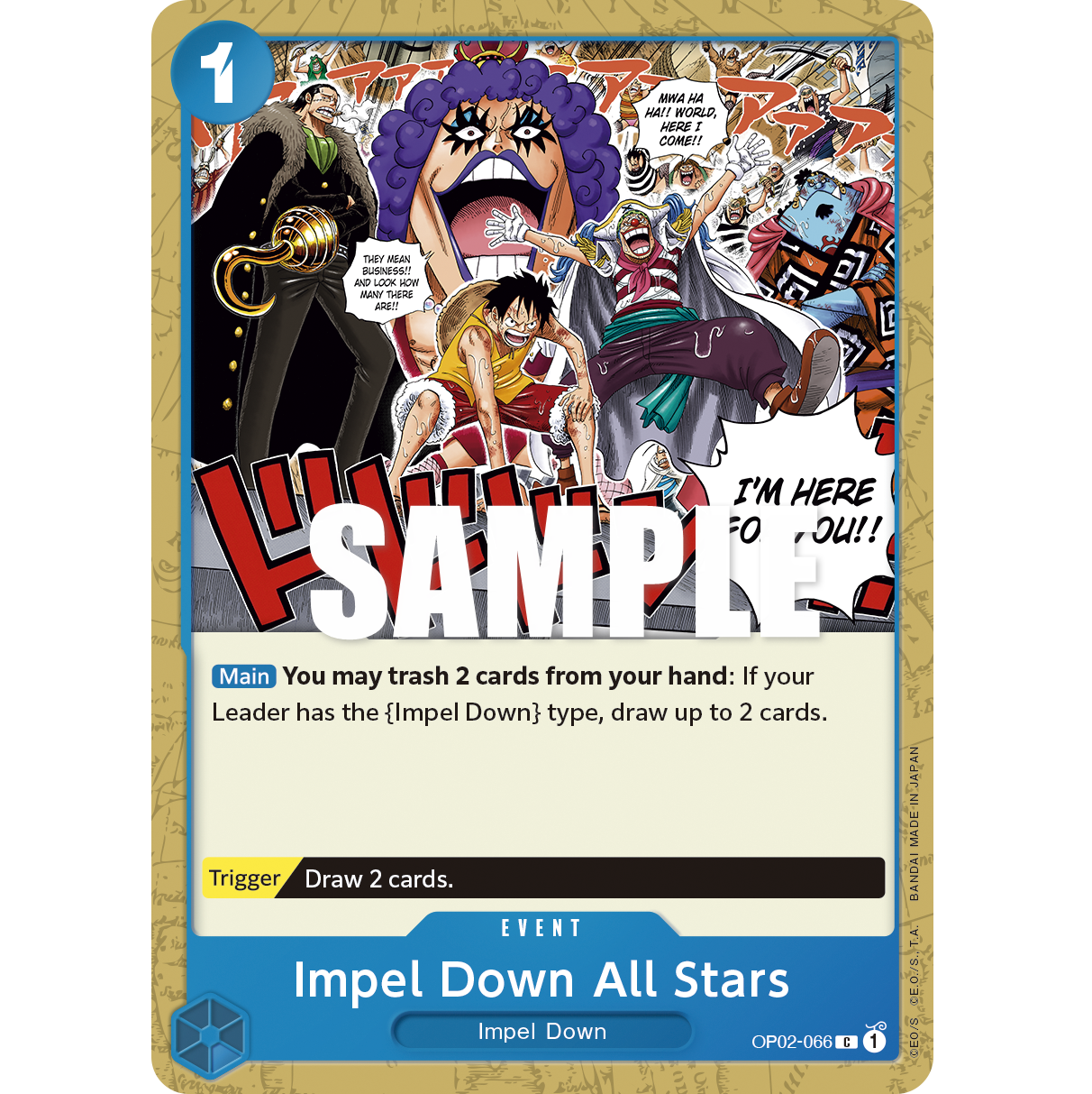 ONE PIECE CARD GAME OP02-066 C IMPEL DOWN ALL STARS "PARAMOUNT WAR INGLÉS"