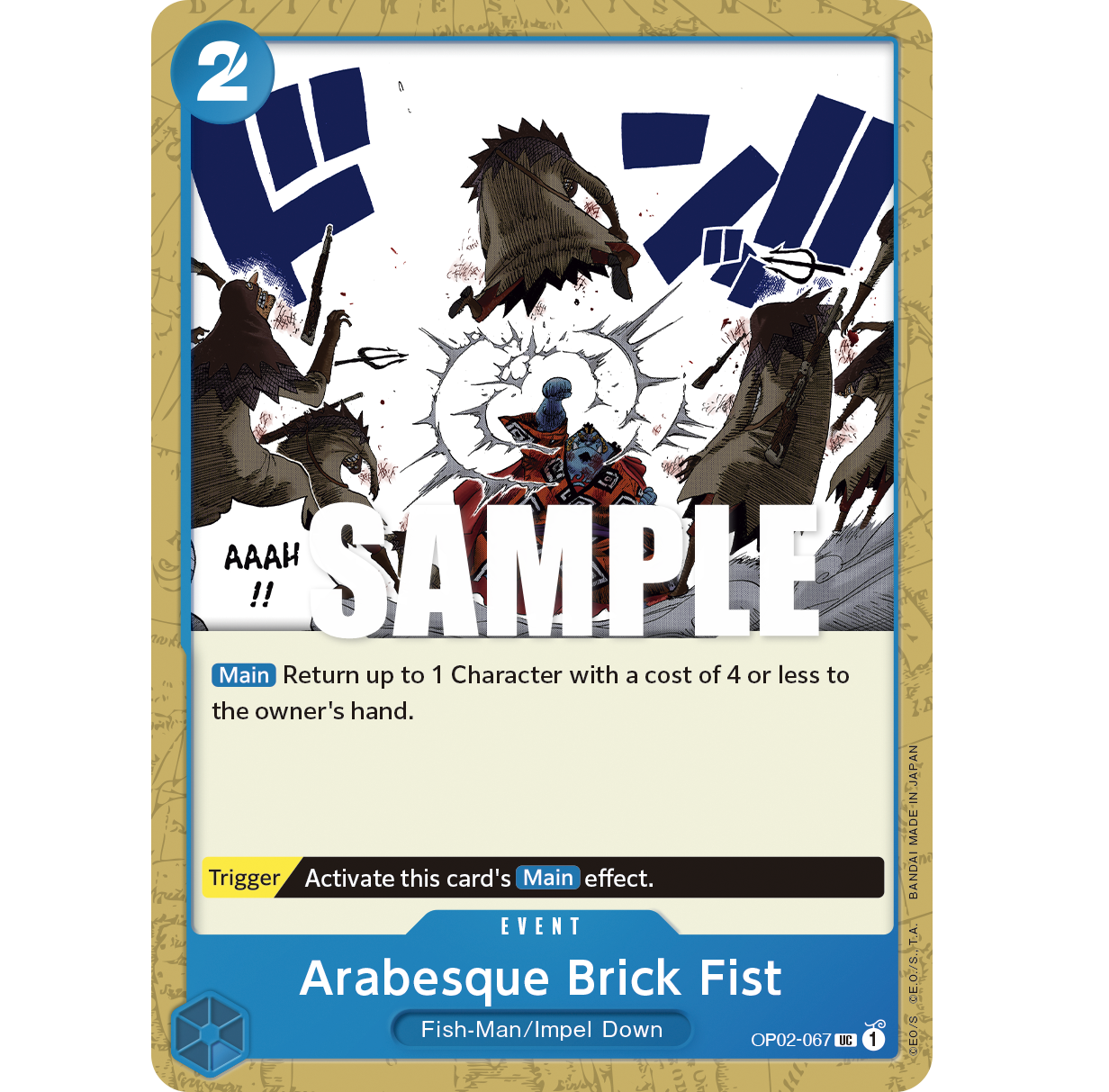 ONE PIECE CARD GAME OP02-067 UC ARABESQUE BRICK FIST "PARAMOUNT WAR ENGLISH"