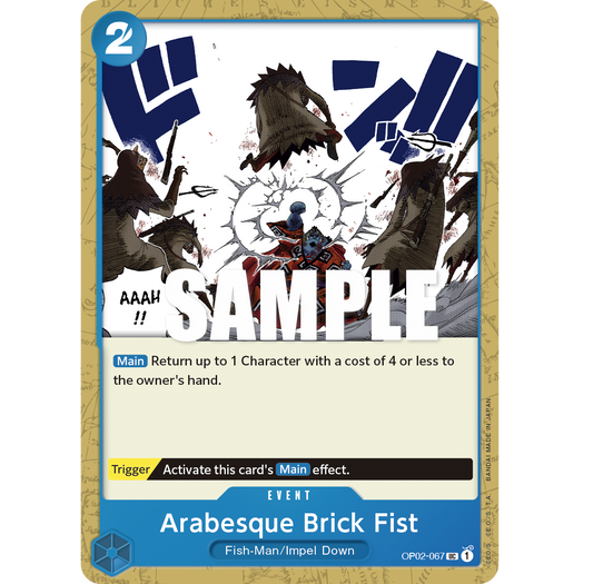 ONE PIECE CARD GAME OP02-067 UC ARABESQUE BRICK FIST "PARAMOUNT WAR ENGLISH"