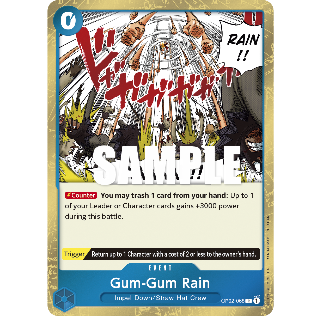 one piece paramount war card game ONE PIECE CARD GAME OP02-068 R GUM-GUM RAIN "PARAMOUNT WAR ENGLISH" – SUNNY COLLECTIBLES S.L
