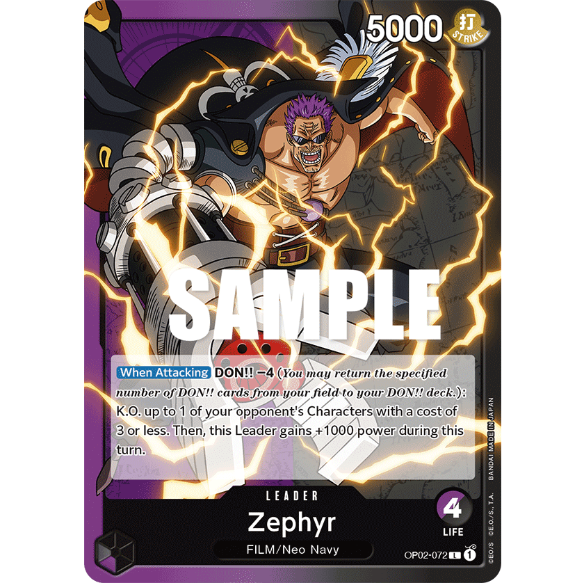 ONE PIECE CARD GAME OP02-072 L ZEPHYR (V.1) "PARAMOUNT WAR ENGLISH"