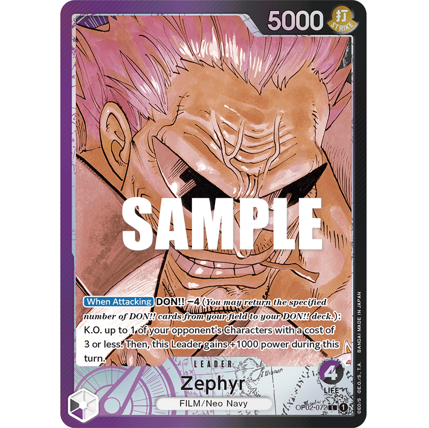 ONE PIECE CARD GAME OP02-072 L ZEPHYR (V.2) "PARAMOUNT WAR ENGLISH"