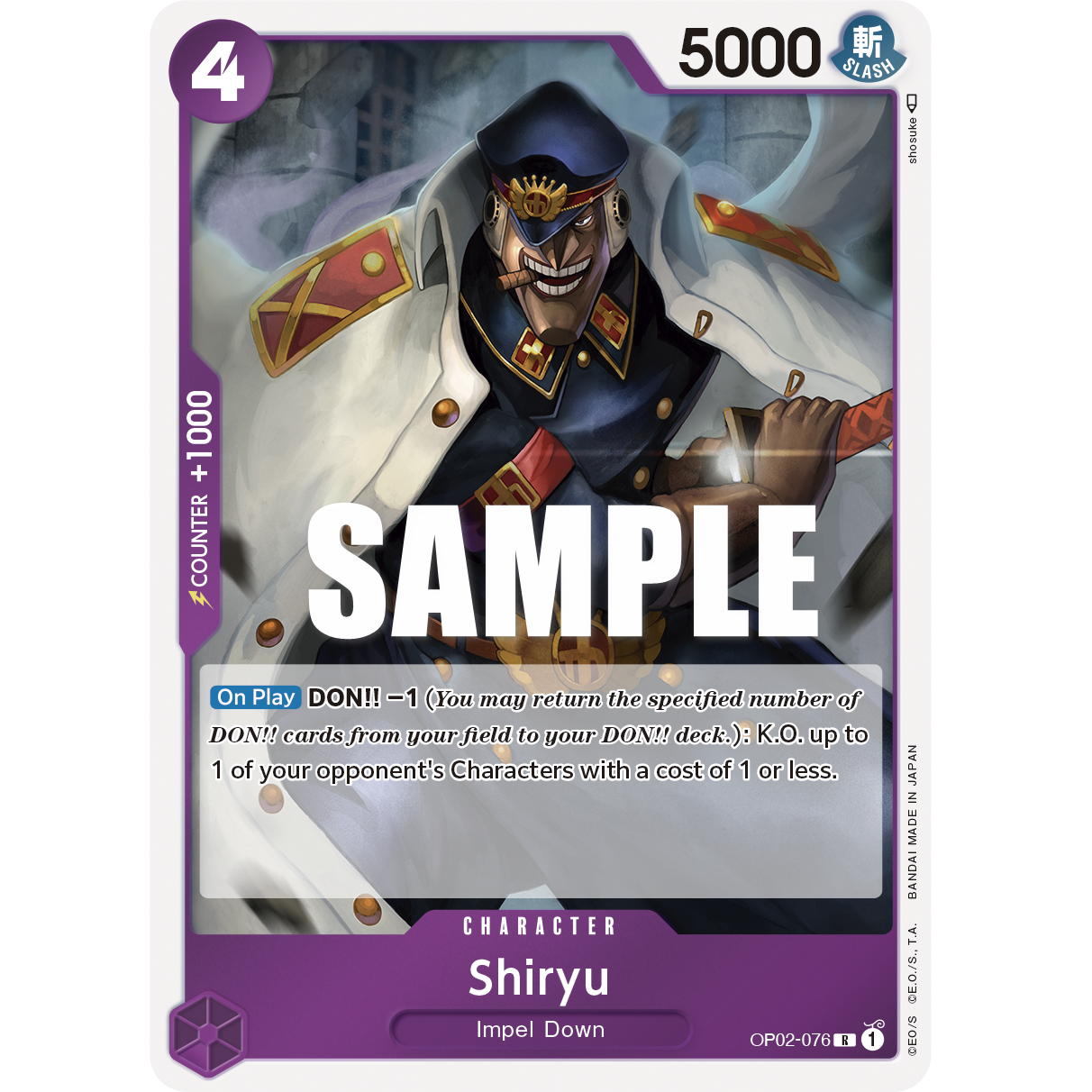 ONE PIECE CARD GAME OP02-076 R SHIRYU "PARAMOUNT WAR ENGLISH"